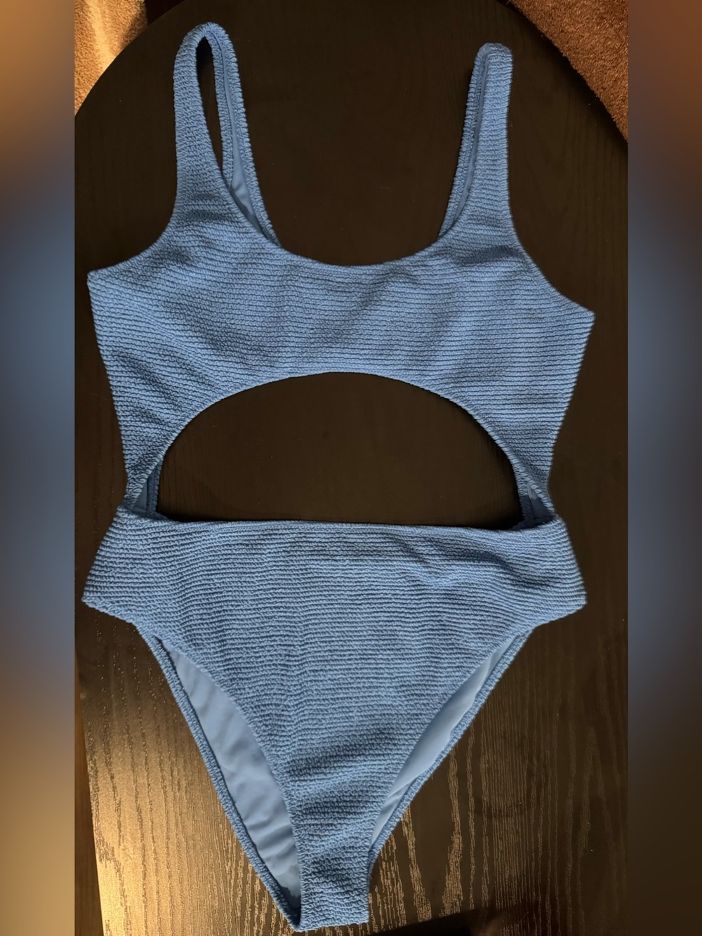 PacSun Swim Eco Blue Textured Cutout One Piece Swimsuit Size L